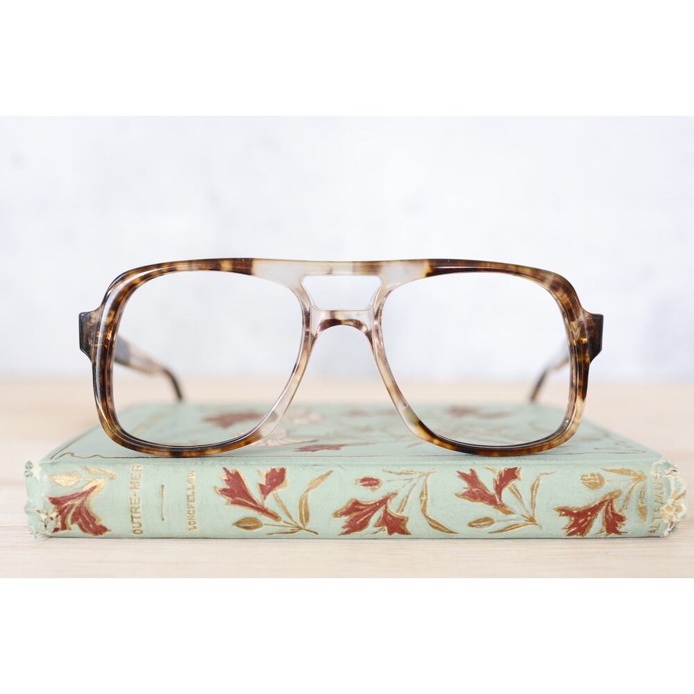 Vintage 1970s Aviator Eyeglass Frames Hong Kong 52-20 NOS Grandpa Secretary MCM